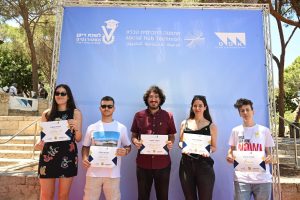 The winning students, from left to right: Valerie Kovalenok, Dvir Simani, Yedidya Ben Yair, Avia Ben-Ari, Sivan Schwartz.
