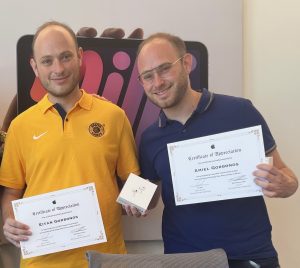 Twins: Amiel (on the right) and Eitan Gorbunov at the award ceremony