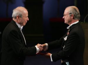 Distinguished Professor Avram Hershko (left) at the Nobel ceremony