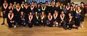 The graduates who completed their studies with the highest honors, with Technion President Prof. Uri Sivan and Dean of the Graduate School Prof. Uri Peskin