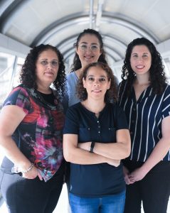 From the left: Dr. Orna Ben-Naim Zgayer, Berta Eliad, Yarden Amichan. At the front Associate Professor Ayelet Lamm.